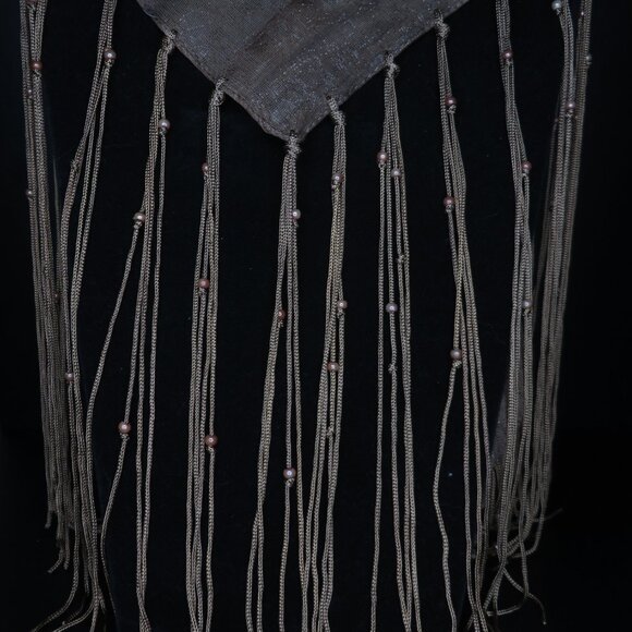 Triangular Brown Shawl with Fringe - Picture 7 of 7